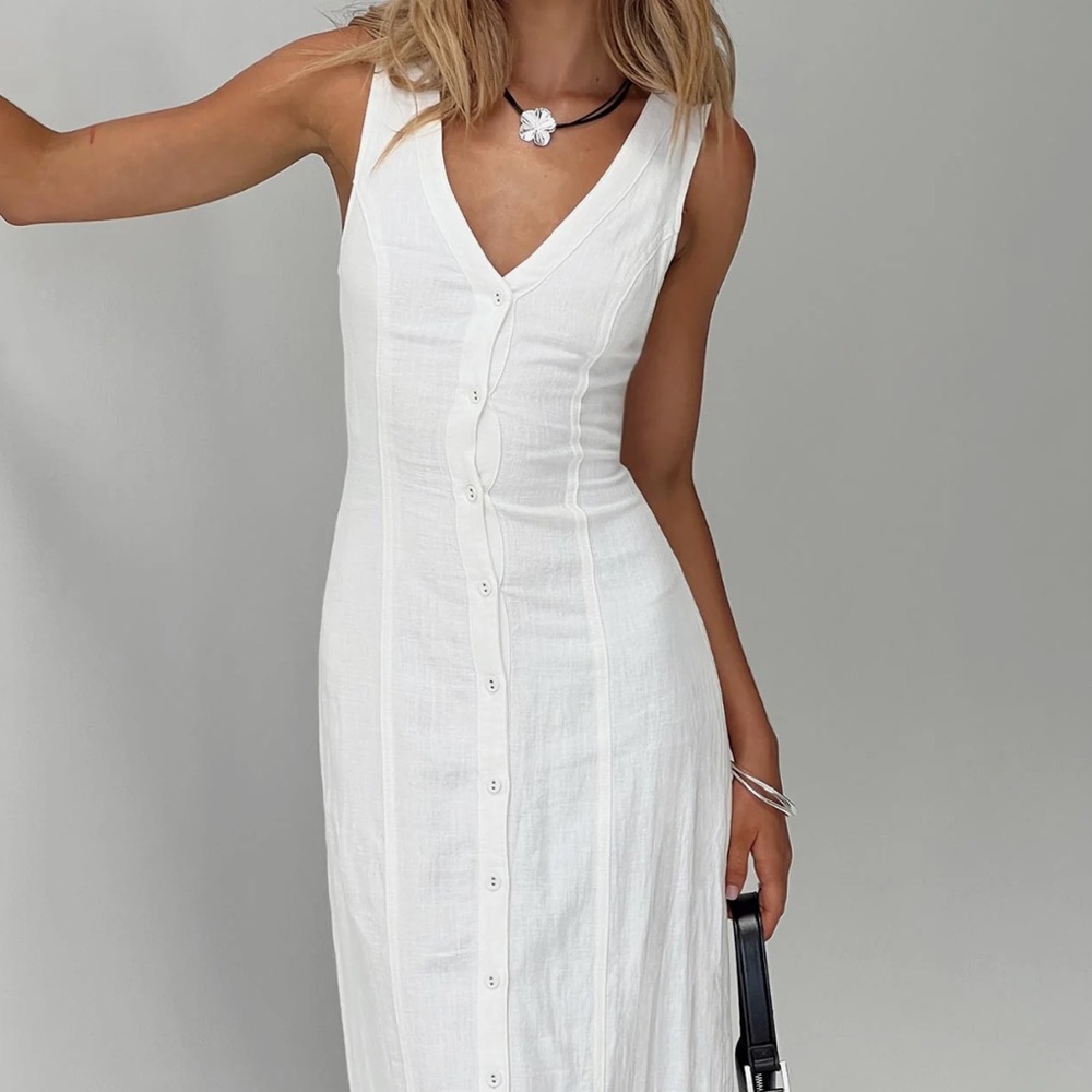 Princess Polly White Button-Down Dress